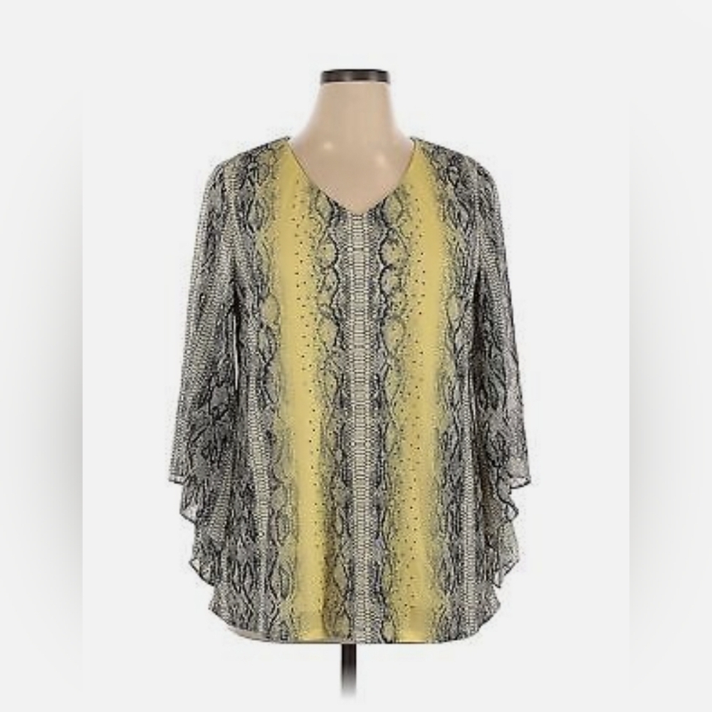 Alfani Womens Snakeskin Print Embellished Top